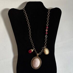 Chico’s Bold Pink Gold Pendant Necklace
